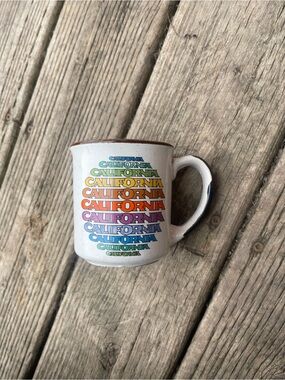California Rainbow Stack Ceramic Mug - White